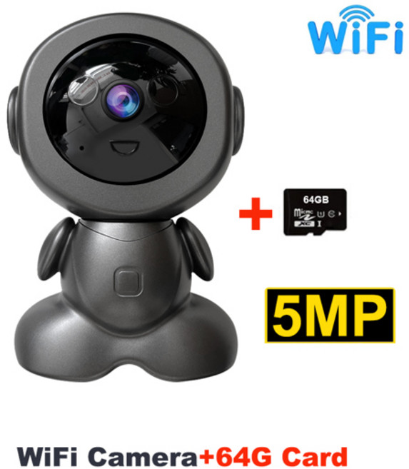 미니 WiFi IP 카메라 무선 실내 로봇 베이비 모니터 양방향 오디오 모션 감지 비디오 Camara V380 CCTV 보안 보호, [21] 3MP Cam 64GB Card, [04] AU 플러그, 1