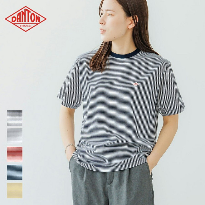 단톤 반팔 티셔츠 크루넥 보더티 DT-C0195CVT