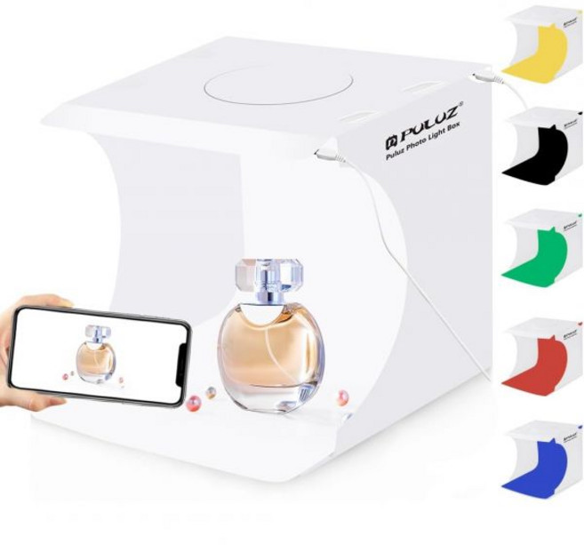 풀루즈 30cm 링 라이트 사진 스튜디오 조명 박스 조절 가능 휴대촬영 텐트 키트 흰색따뜻한부드러운 128개 LED 6개 배경지 상품 디스플레이용, 2*20 LED Lights Shooting Tent, 1개