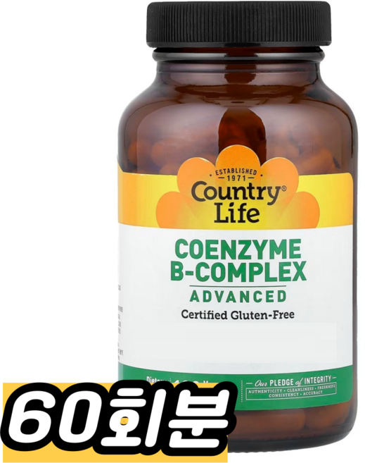 컨트리라이프 코엔자임 B-컴플렉스 어드밴스드 베지테리안 캡슐, 1개, 60회분