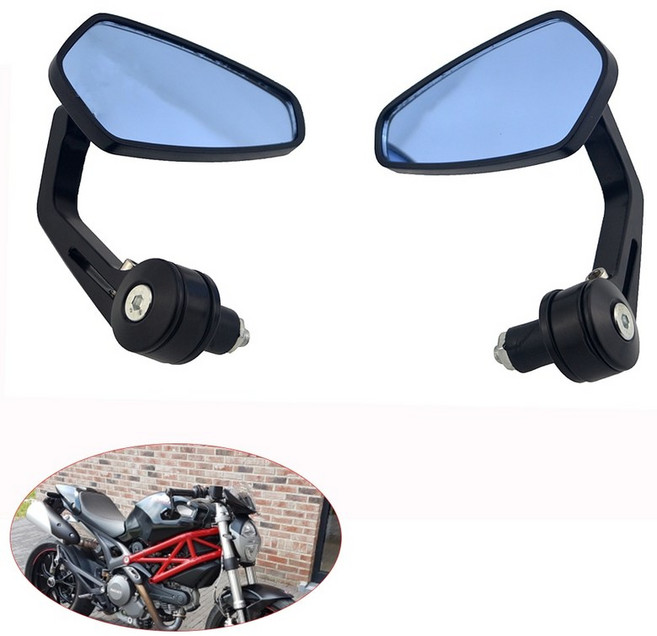 7/8 "22mm 오토바이 바 엔드 사이드 리어 뷰 미러 크루저 헬기 ATV 백미러 bmw ducati aprilia victory tr, 1개