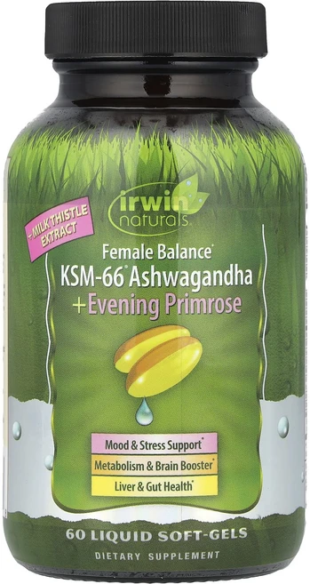 귀한영양제입니다 Irwin Naturals 여성의 균형 KSM-66® 아슈와간다 + 달맞이꽃 액상 소프트젤 60정 곧 다나가요, IrwinNaturals여성의균형KSM66아슈와간다달맞, 1개 - 쿠팡