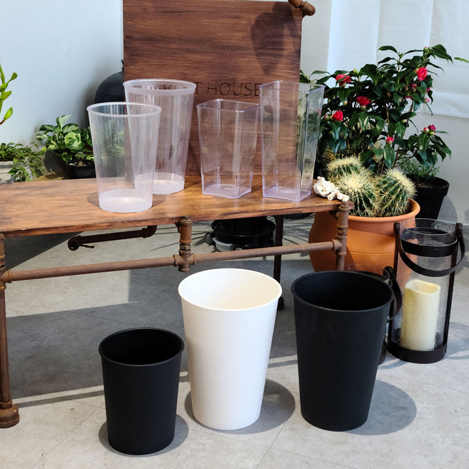 PP 플라스틱 투명 아크릴 꽃통, 1개