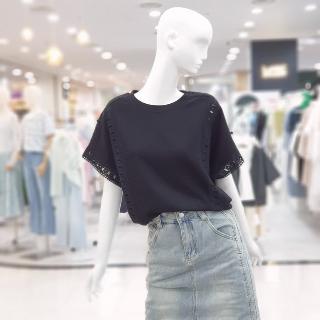 에이비에프지 쿨링 촉촉 레이스 펀칭 티셔츠 여름 데일리룩 FSPNA2K35F