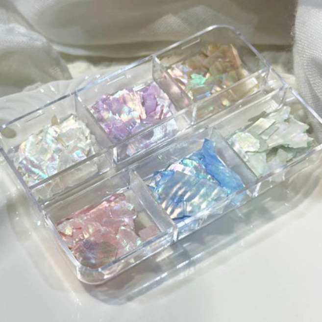 셀프네일 천연 자개 파츠 믹스 6종 세트 젤네일아트 오팔 자개 네일아트 재료, 1개, 01번 파스텔자개