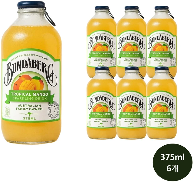 분다버그 트로피칼 망고 375ml 6병 탄산음료, 6개 - 쿠팡