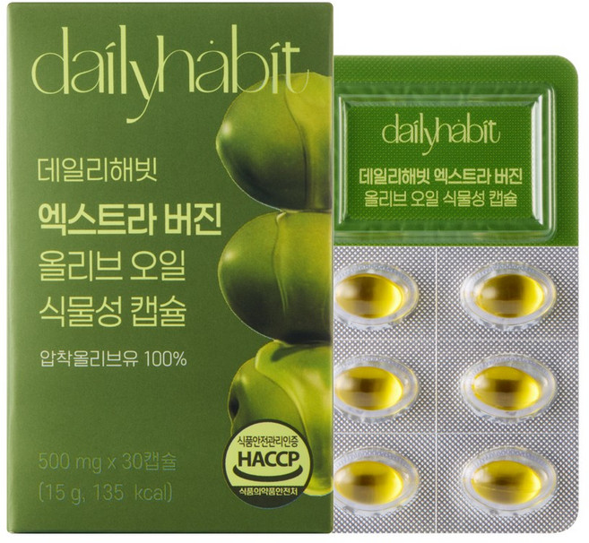 데일리해빗 엑스트라 버진 올리브 오일 식물성 캡슐 30C, 1개, 15g