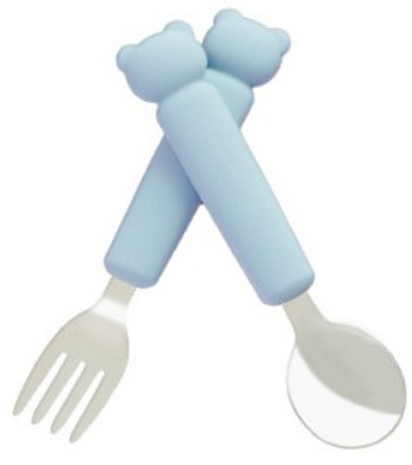 고미 유아 스푼 포크 케이스 세트 아기 어린이용 유아스푼세트, 1세트, 스푼+포크+케이스, 스카이블루