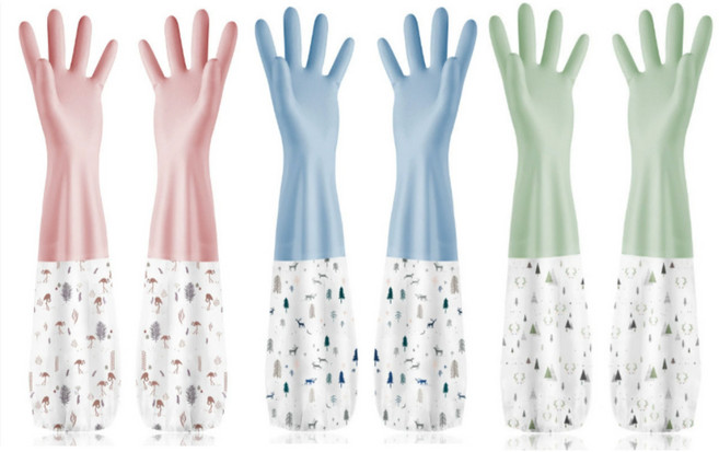 트랜트리 토시형 김장 기모 고무장갑 색상혼합3p, 3개, 중(M), 일반 혼합