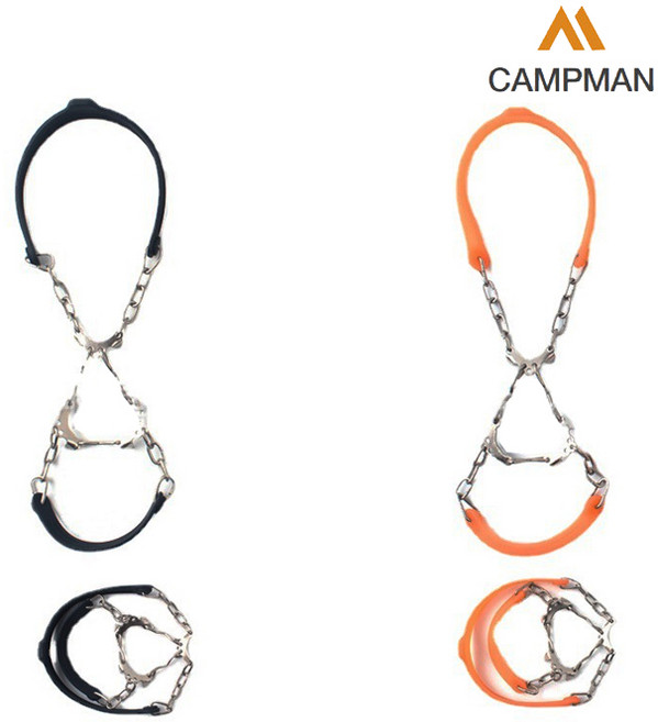 캠프맨 도시형 아이젠 갯바위 체인젠 경량 빙판길 눈길 미끄럼방지 신발, 오렌지