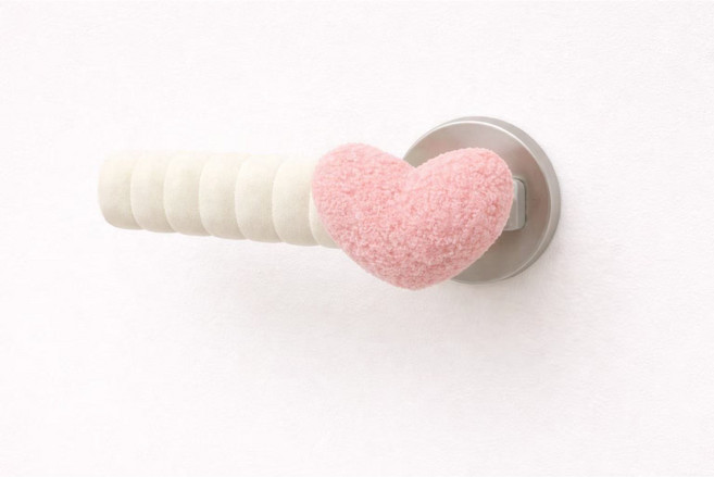 퍼플지니 하트 문손잡이 커버 방문 문콕방지, 핑크