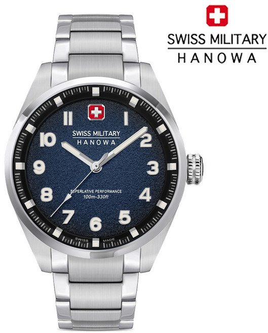 스위스밀리터리 하노와 100M 방수 야광기능 남성 손목시계 SMWGG0001504