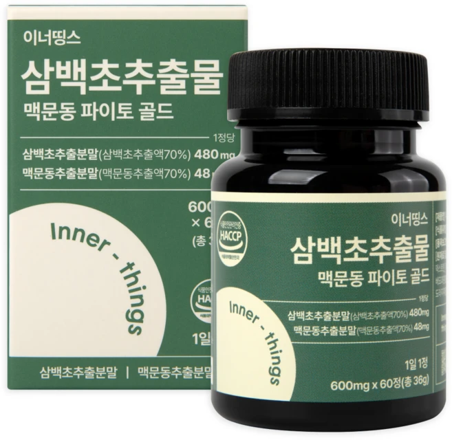 이너띵스 삼백초 추출물 맥문동 파이토 골드 HACCP 인증, 1개, 60정 - 쿠팡