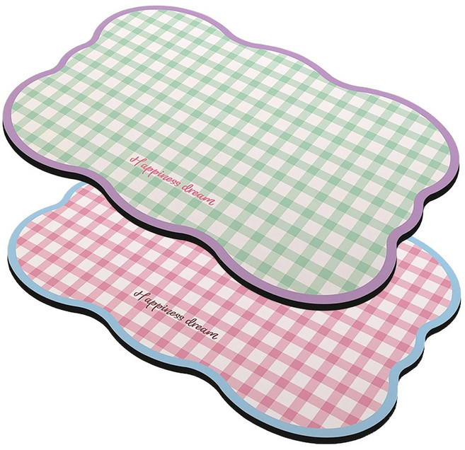 1+1 물결 파스텔 규조토 발매트 빨아쓰는 주방 욕실발매트 미끄럼방지 매트, 퍼플, 스카이