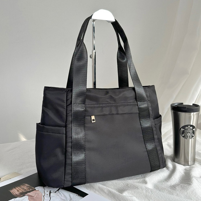 에브리테일 웨빙 토트 여자 운동 가방, 블랙, 1개