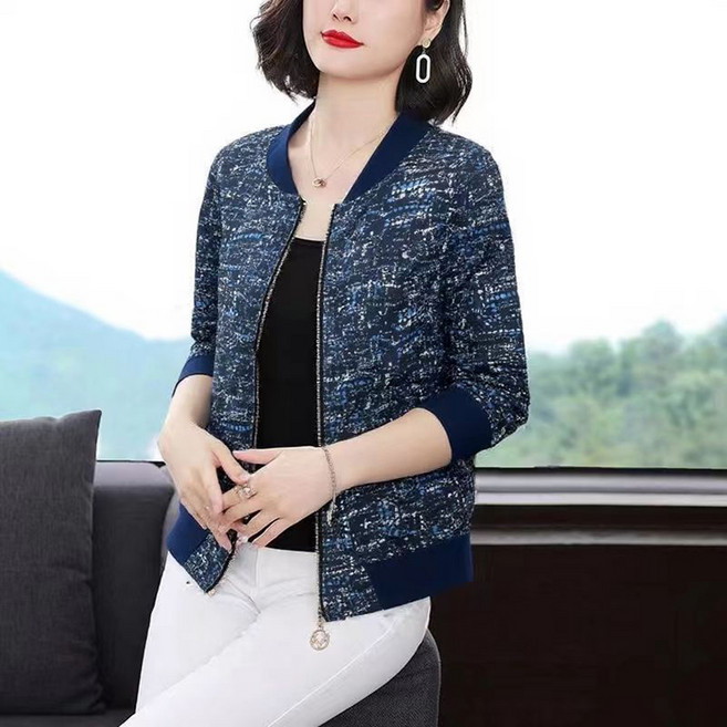 POMTOR 봄가을 여성 루즈핏 캐주얼 패션 트렌디 숏 아우터 자켓 긴팔 집업 디자인 감각 중장년 엄마옷 상의 아우터