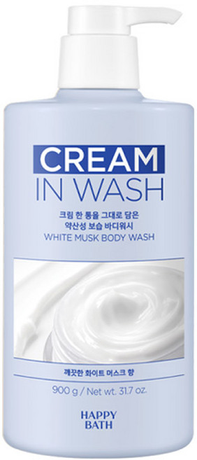 해피바스 크림인 바디워시 화이트 머스크, 900g, 3개