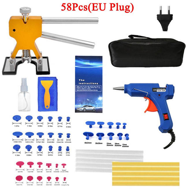 자동차 무도장 덴트 제거 차체 수리 키트 풀러 리무버 도구, Kit 2-58Pcs(EU Plug), 3.Kit 2-58Pcs(EU Plug)