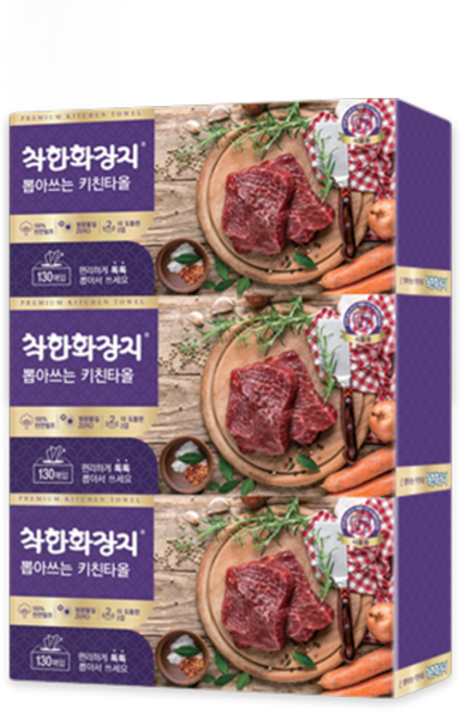 착한화장지 뽑아쓰는 키친타올 2겹 130매 12각, 12개