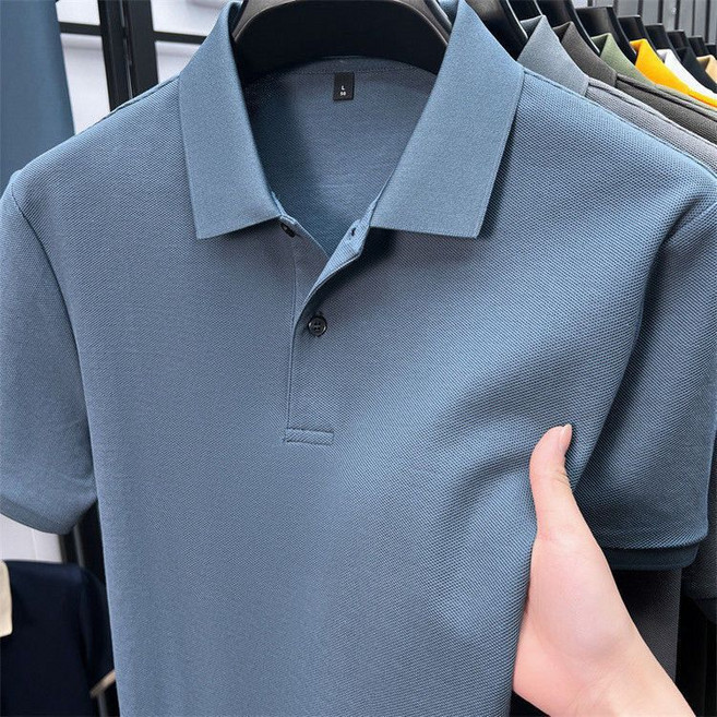메인워크 중년 남성 빅사이즈 폴로넥 반팔 티셔츠 여름 아빠룩 냉장고 터틀넥 솔리드 루즈핏 프리미엄 심플 비즈니스 하객룩 상의