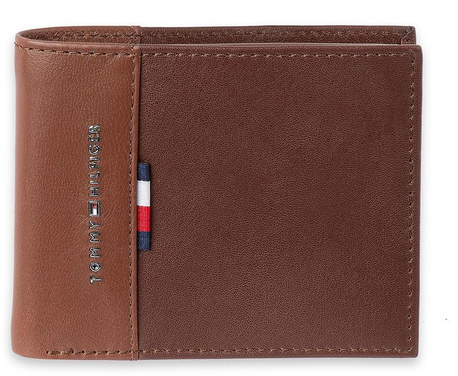 토미 힐피거 남성용 가죽 이중폴드 지갑 여러 카드 슬롯 ID 컴팩트