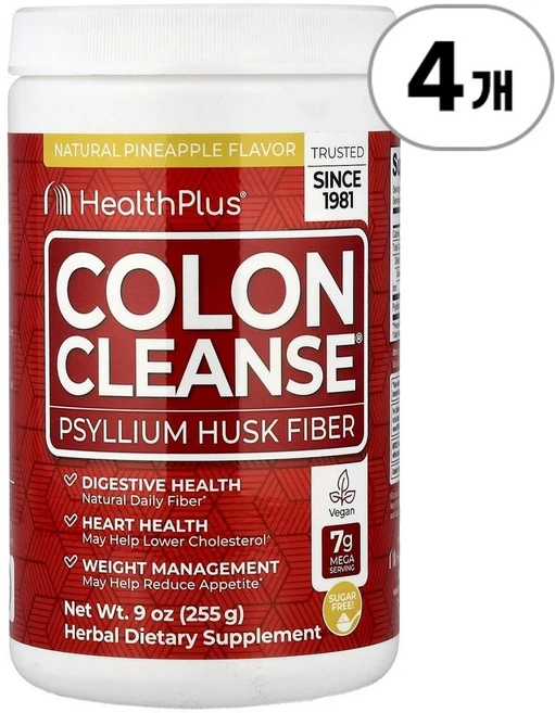 헬스 플러스 콜론 클렌즈(대장 세척) 파인애플 Health Plus Colon Cleanse® Pineapple 255g, 4개 - 쿠팡