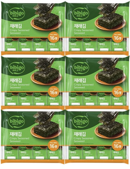 비비고 재래김 도시락김 16p, 64g, 6개