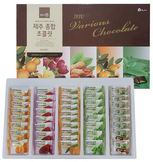 제주특산품 한라봉 백년초 녹차 초코렛 초콜릿 40개입, 1박스, 378g