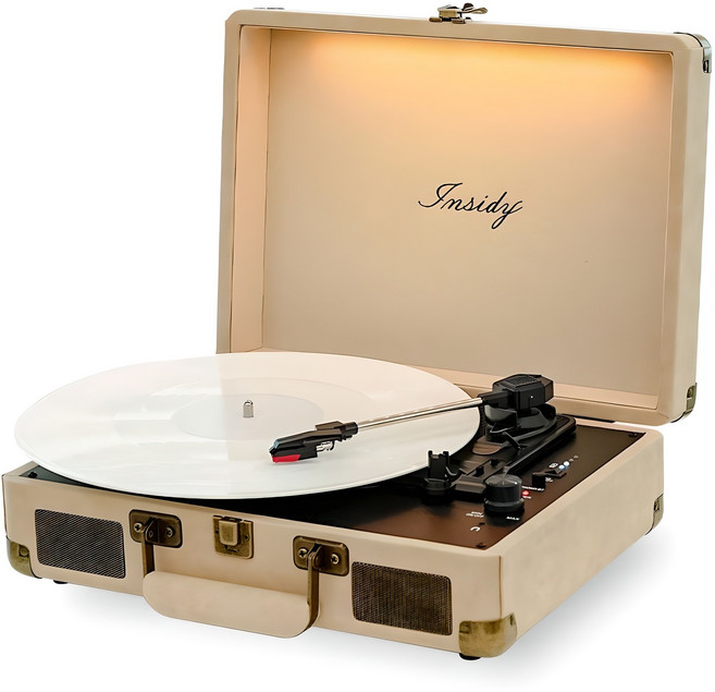 인사이디 LED 무드등 조명 블루투스 LP 턴테이블 플레이어 스피커, IBT-Retro LED