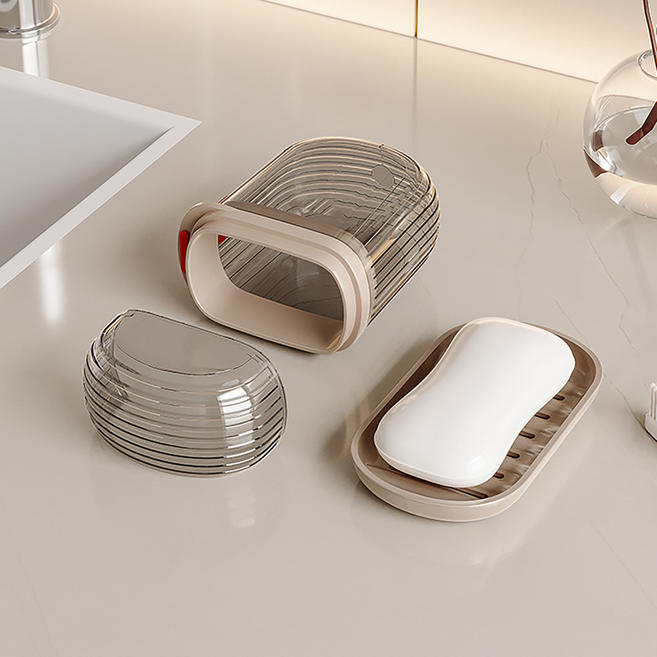 이중 배수 여행용 비누 케이스 / 고급 투명 디자인 비누통, 2개