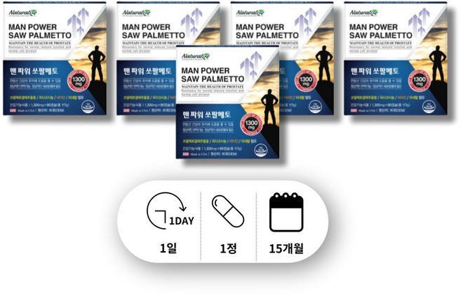 잦은 화장실 소변 미국 산 쏘팔 소팔 코사놀 매 매트 멘토 메토 로르산 옥사 옥타 코사놀 중년 직장인 남편 신혼 남자 남성 전립선 건강 유지 도움 영양제, 5박스, 90회분