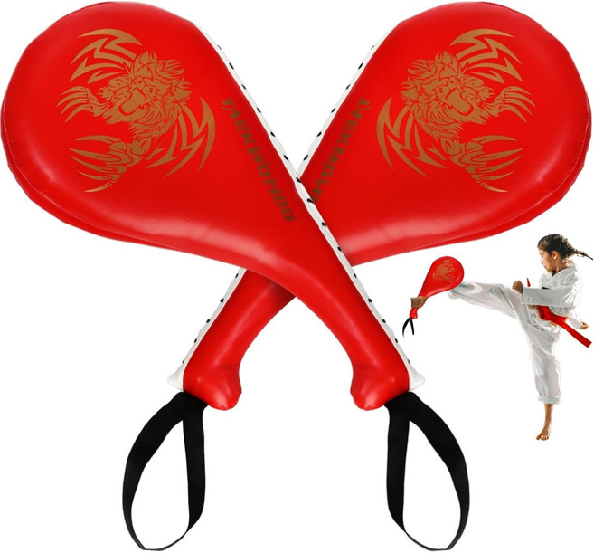 성인 및 어린이 복싱 반응 스틱 무술 훈련 장비 스파링 파트너 태권도 발 타겟 기구, 10 레드 2개입 [50cm]