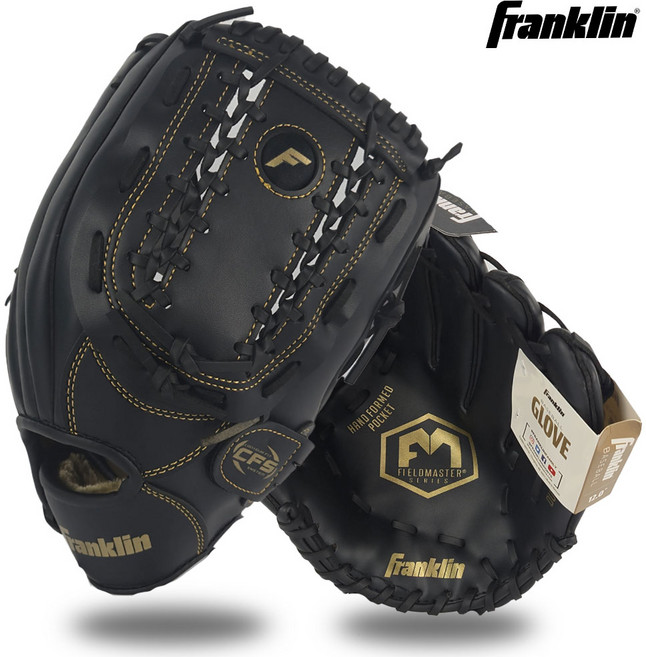 프랭클린 캐치볼 글러브 야구 필드마스터 골드시리즈 11인치 글러브 22635 블랙, 우투(왼손 착용), 1개