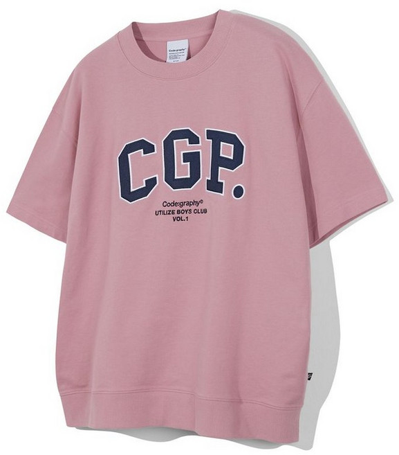 코드그라피 CODEGRAPHY CGP 아치 로고 반팔 크루넥인디핑크