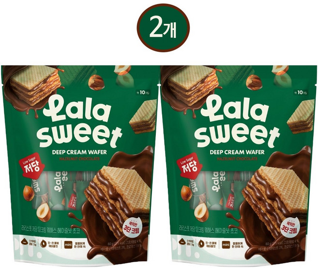 라라스윗 저당 웨하스 헤이즐넛 초코 10p, 2개, 80g