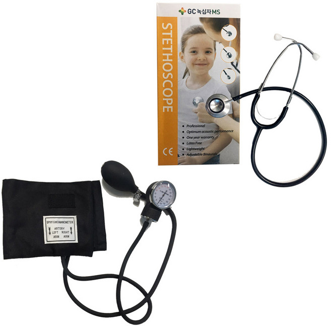 녹십자MS 아네로이드 메타 혈압계 HS-2000+양면 청진기 HS-30B, 1세트
