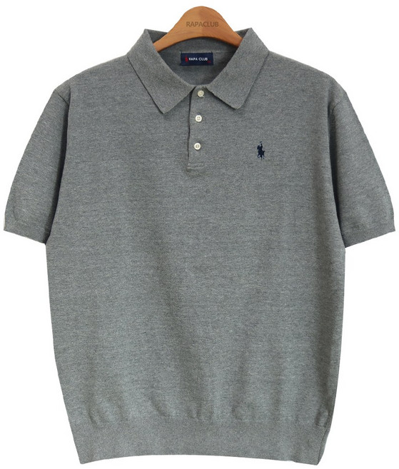 라파클럽 남성 코튼 100% 칼라넥 반팔 니트 스웨터