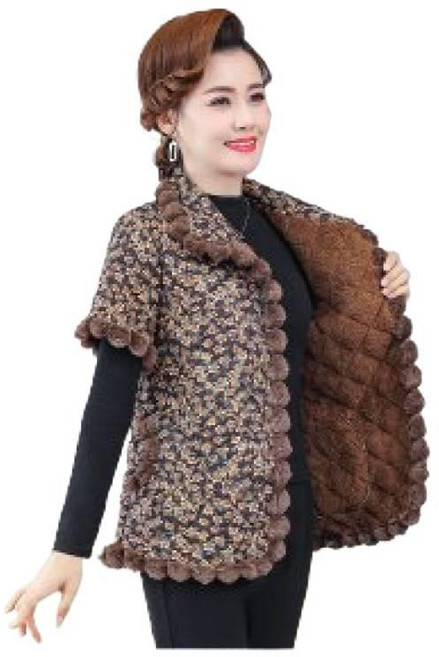 겨울노인반팔면조끼기모조끼코트할머니조끼엄마반팔조끼할머니기모배낭51010