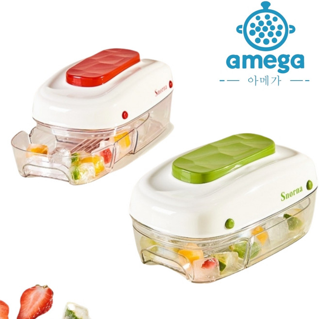 AMEGA 원터치 서랍형 얼음 트레이 32구, 레드, 1개