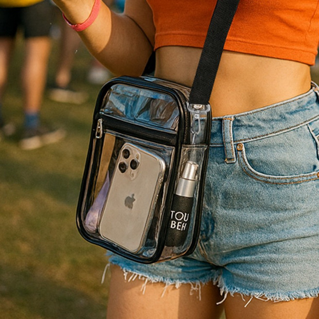 [개미물류] PVC 투명 크로스백 젤리백 워터파크 방수 바캉스룩 여름 수영 가방 물놀이 비치백 대용량