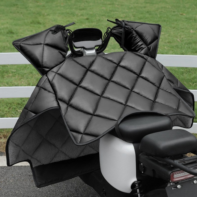 에스즈에 오토바이 방한 이불 스쿠터 무릎 담요 초강력 방풍 방수 보온 바람막이 장갑, 블랙