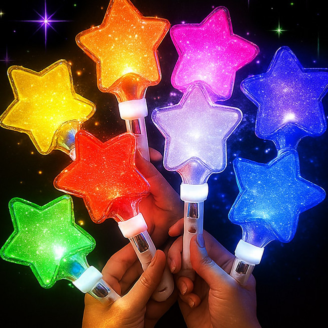 아띠꼴로 4개1세트 반짝반짝 LED 별 응원봉 야광봉 응원도구, 2세트, 별블루