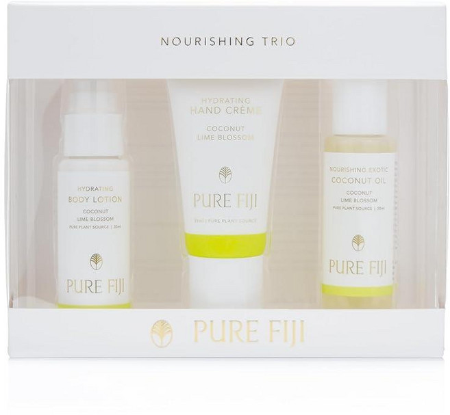 Pure Fiji Nourishing Trio Box Gift Set Include Body Lotion Hand Creme Exotic Coconut Oil Christ