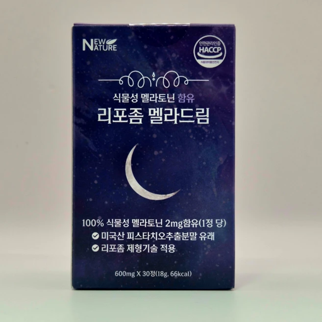 뉴네이처 천연 식물성 리포좀 멜라토닌 2mg 함유 식약청인증 멜라드림, 1개, 30정 - 쿠팡