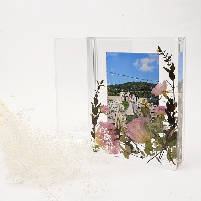부케 액자 DIY 웨딩액자 고체 하바리움액자 투명 아크릴 포토 케이스, 1개