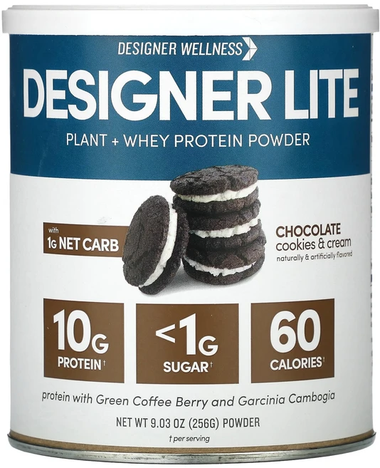 Designer Wellness Lite Protein 저 칼로리 천연 단백질 초콜릿 쿠키 & 크림 9.03 oz (256 g), DesignerWellnessLiteProtein저칼로, 256g, 1개 - 쿠팡