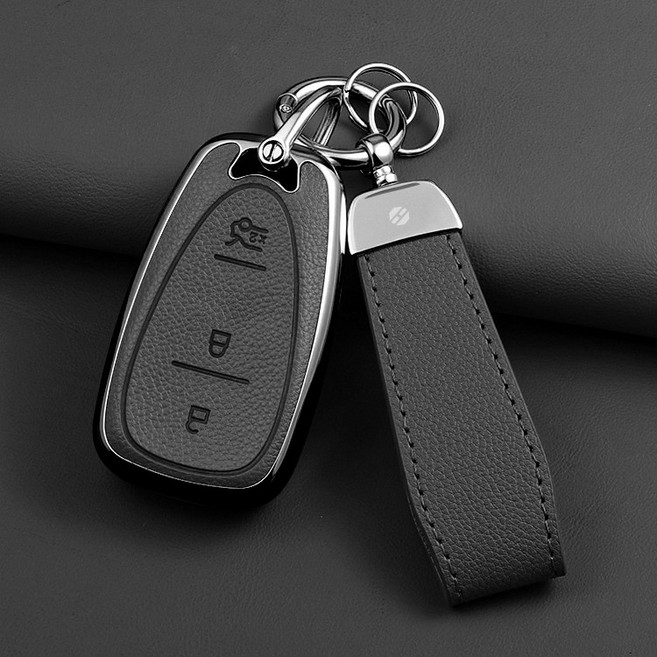 HAKO 소프트 가죽TPU 차키케이스+키홀더 (쉐보레호환), C-01(3버튼), 그레이