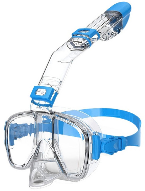 인피아 스노쿨링 마스크 스노쿨링 세트 듀얼 글라스, 아쿠아블루
