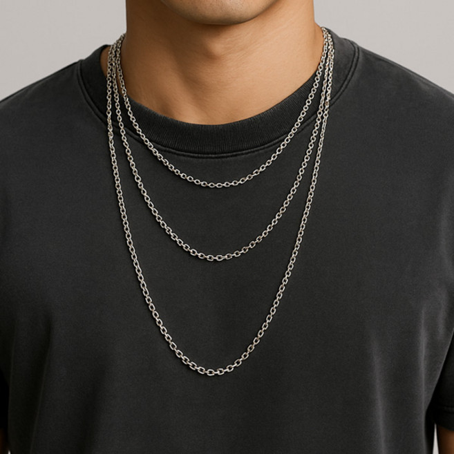 써지컬 스틸 슬림 기본 체인 목걸이줄 데일리 스트릿 패션 N0341w