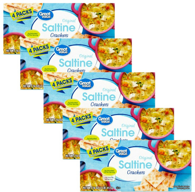 Great Value Saltine Crackers 16oz 4Count 미국 그레이트 밸류 솔틴 크래커 454g x 5개